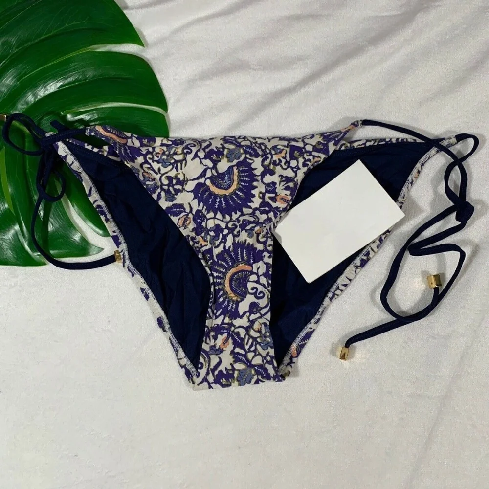 NWT Tory Burch 'Madura' Bikini‎ String Bottoms Blue [SZ M ] #R842